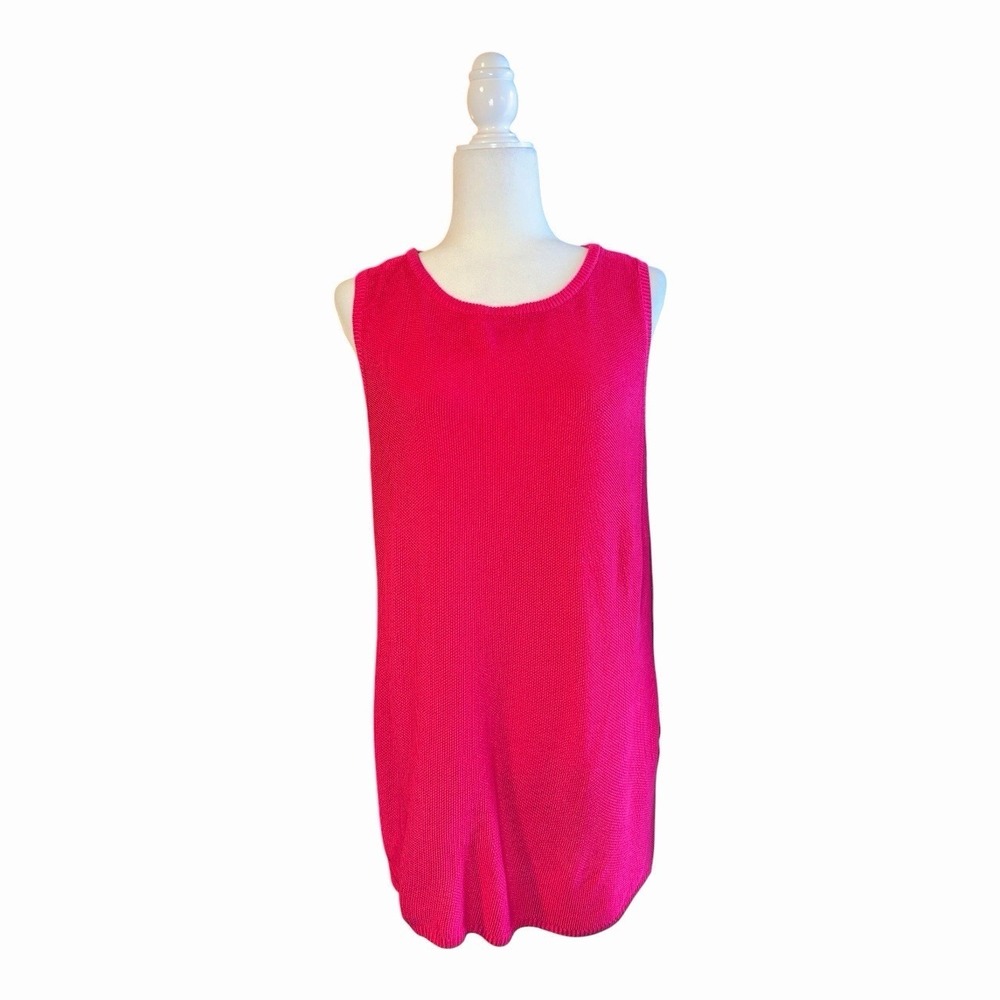 Chico's Size 3 Hot Pink‎ Sleeveless Knit Sweater Tank Top Lightweight - Picture 2 of 6